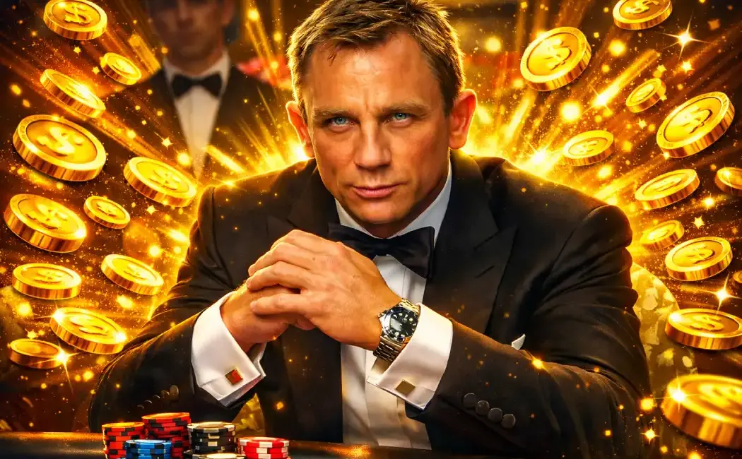 Bond with coins playing Roulette